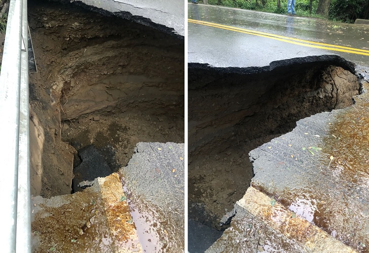 Un gran hueco ocasiona cierre de la vía Santa Fe de Antioquia- Bolombolo