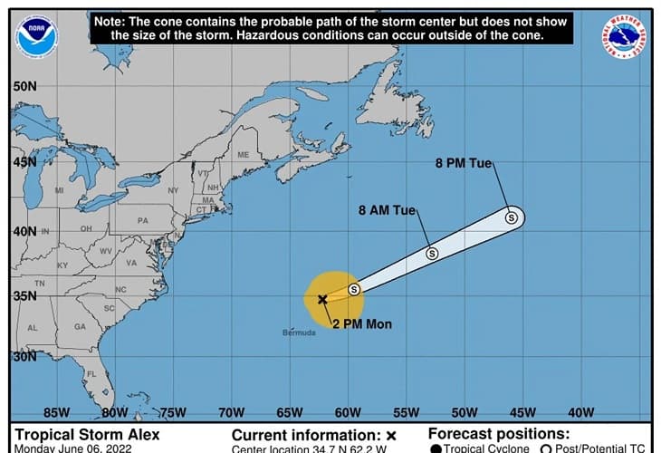 Alex se convierte en un ciclón postropical en el Atlántico Norte