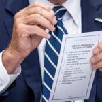 Biden: tarjeta de instrucciones que la da su equipo