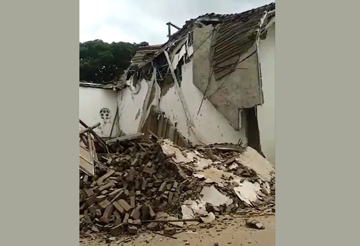 Colapsó una parte de la iglesia de Jamundí tras embate de las lluvias