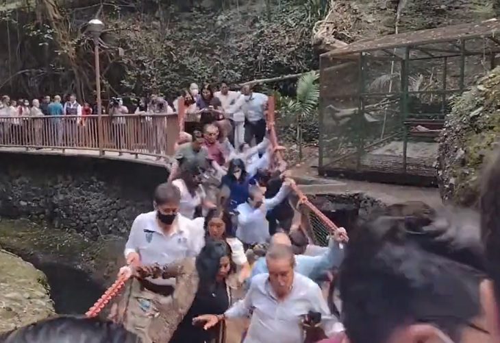Cae puente colgante en Cuernavaca: captan dudosa acción segundos antes del siniestro