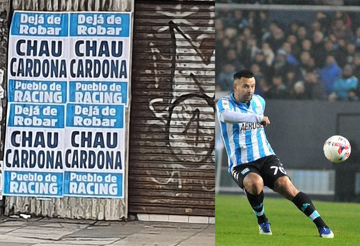 Hinchas de Racing empapelan Avellaneda diciéndole a Cardona: "Dejá de robar"