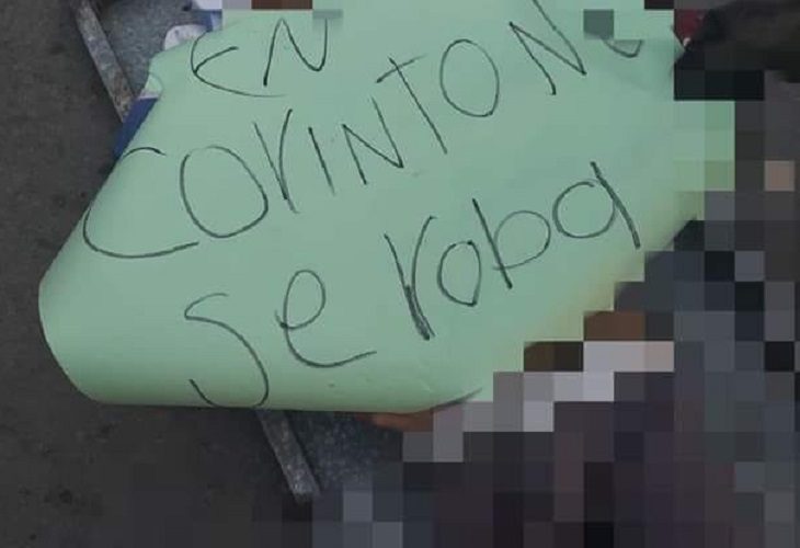 A joven asesinado en el Cauca le dejaron letrero: "En corinto no se roba"