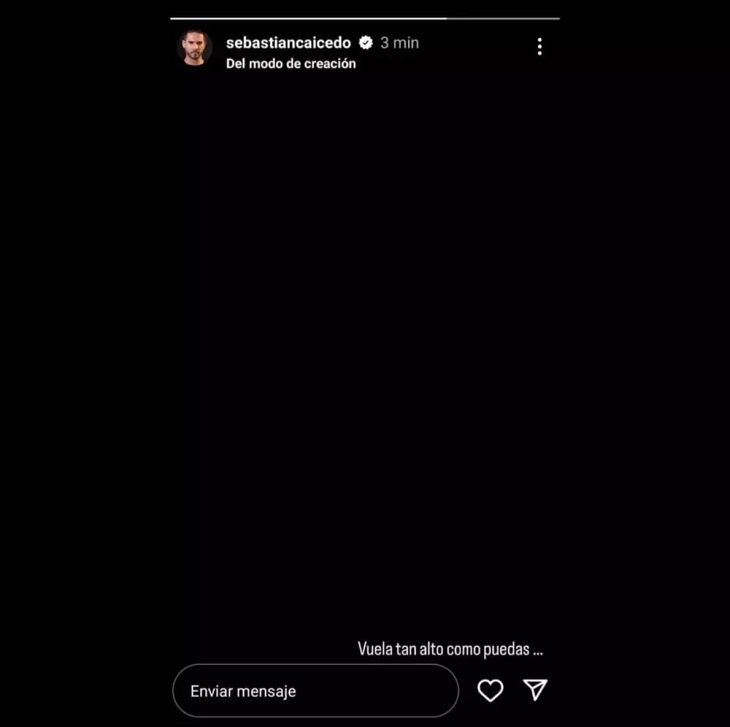 La única publicación de Sebastián Caicedo, tras declaración de Carmen Villalobos anunciando su separación