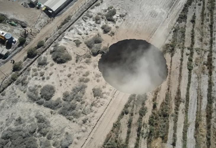 Minera obligada a parar por un cráter de 32 metros de diámetro en Chile