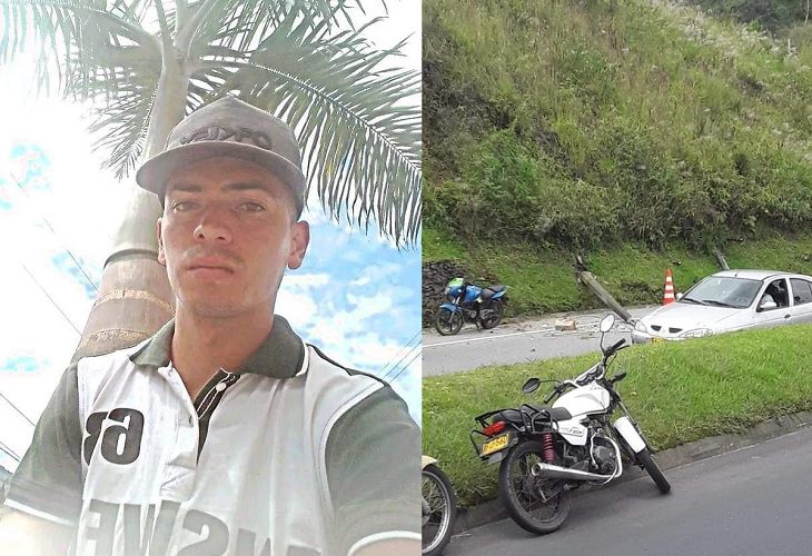Daniel Arenas, el motociclista que murió al caerle un poste de luz en Caldas
