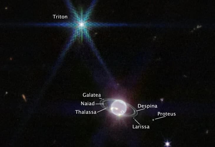 El James Webb capta la vista más clara de los anillos de Neptuno en décadas