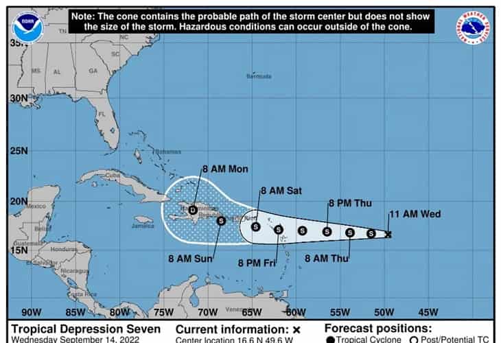 Se forma la depresión tropical número 7 que esta noche puede ser “Fiona”