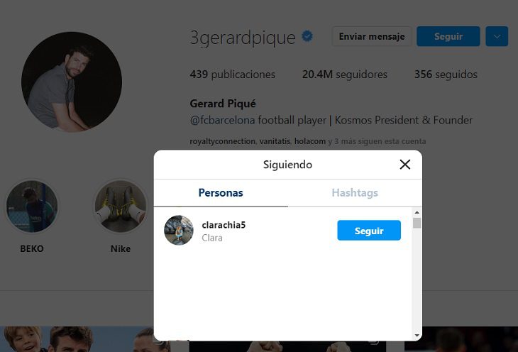Piqué delata la cuenta oficial de Clara Chía en Instagram