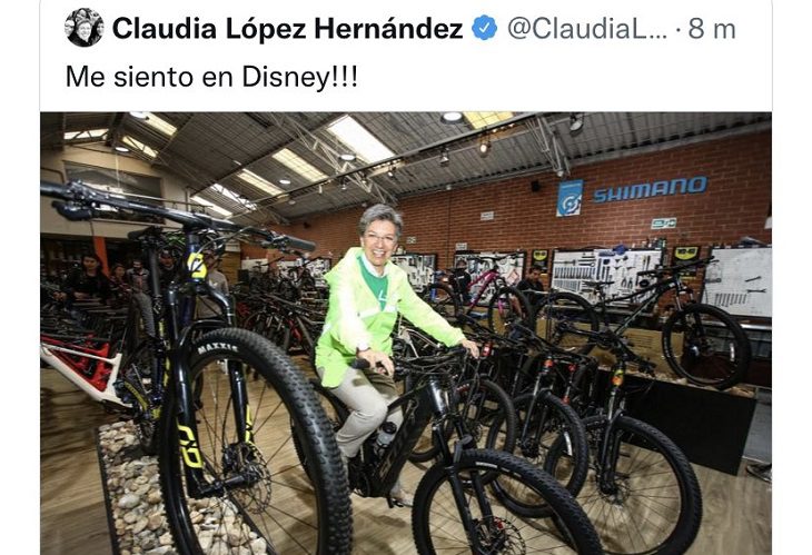 Tras Día Sin Carro, Claudia López trina "Me siento en Disney" y luego lo borra