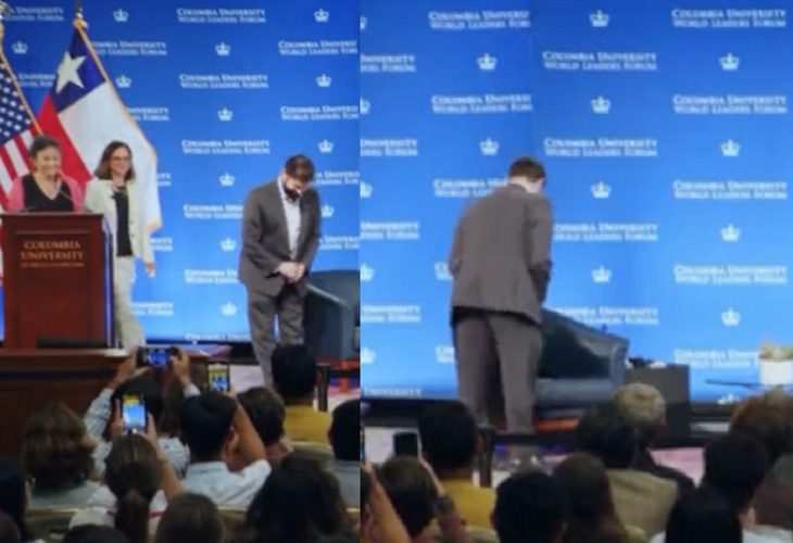 Captan saludo 'invisible' de Gabriel Boric en la Universidad de Columbia