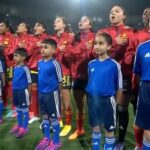 Emotivo momento al sonar el himno nacional de Colombia en la final sub17Fem