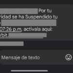 Mensaje de estafa que está llegando a los celulares