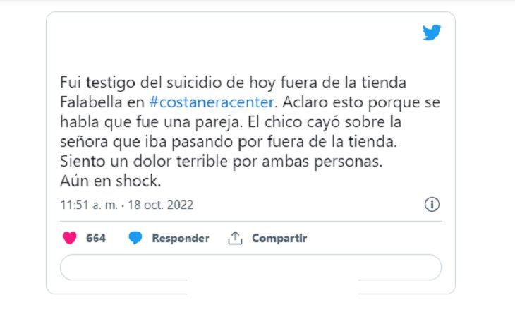 Hombre se lanza del Costanera Center y cae sobre una mujer antes de morir