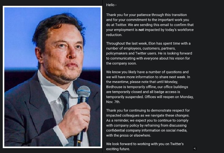 ELON MUSK: 3,700 empleados de Twitter fueron despedidos vía correo electrónico