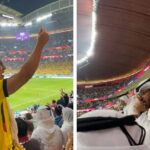 Hincha ecuatoriano discute con un catarí