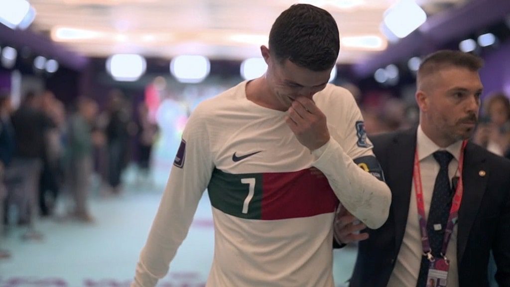 Cristiano Ronaldo sale llorando tras eliminación de Portugal del Mundial