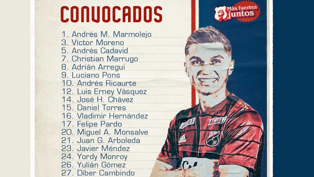 Convocados del Medellín para la final de ida ante Pereira