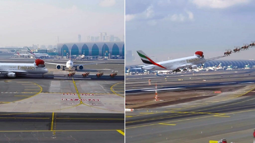 Emirates- avión con renos de papa Noel
