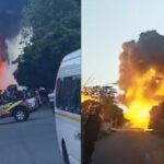 explosión de camión cisterna bajo un puente en Sudáfrica