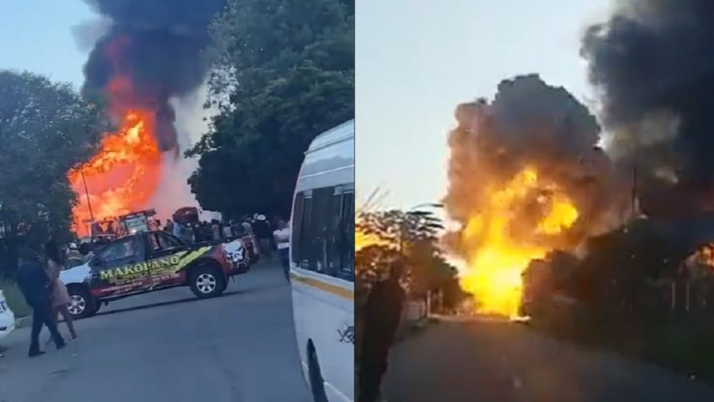 explosión de camión cisterna bajo un puente en Sudáfrica