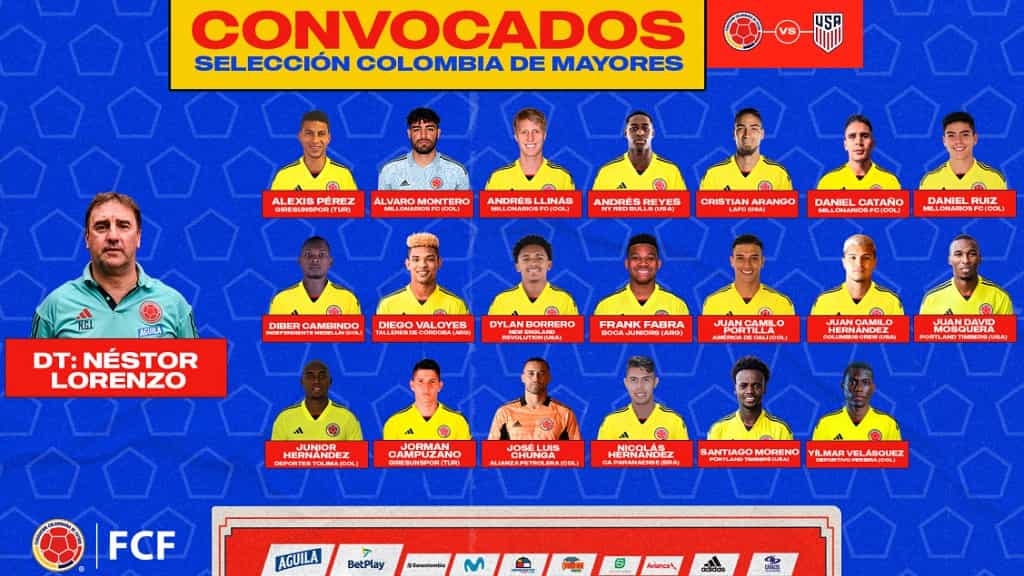 Convocados de Colombia para amistoso con USA el sábado 28
