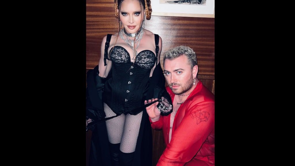 Madonna- junto a sam Smith- rostro irreconocible en los grammy