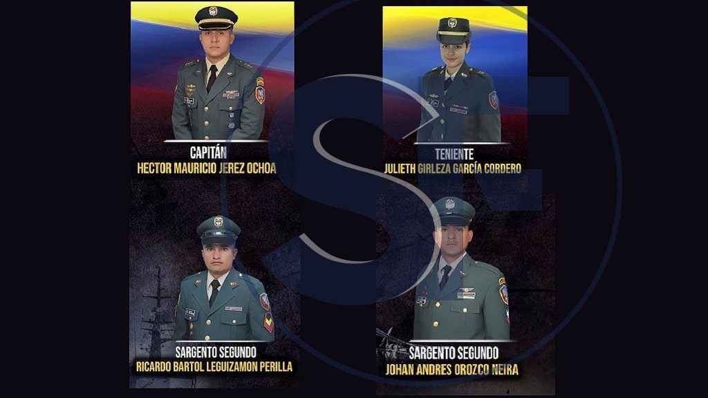 nombres y rostros de los cuatro militares fallecidos en accidente de helicóptero en Quibdó