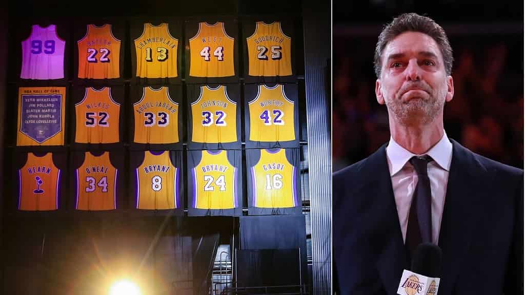 Los Lakers retiraron la camiseta número 16 de Pau Gasol