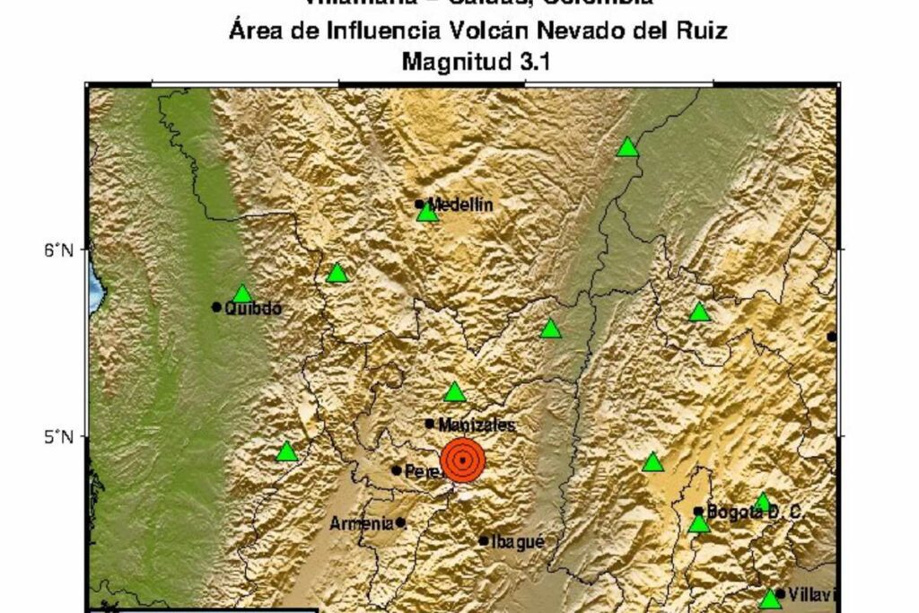 Preocupación por fuerte temblor en área del Nevado del Ruiz este sábado