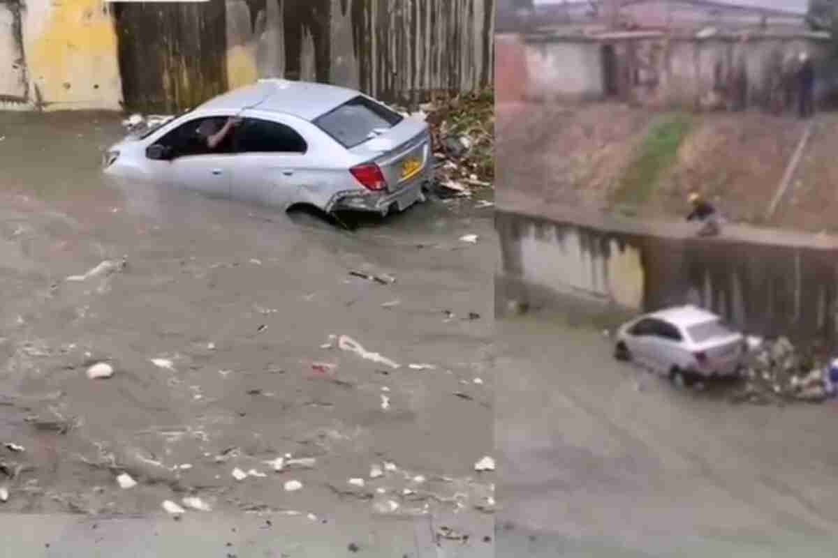conductor escapa de corriente mortal en medio de inundación en barrio Las Moras de Soledad