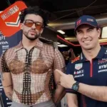 Bad Bunny sorprende con atrevido atuendo durante la presentación del casco de Checo Pérez para el GP Mónaco de F1