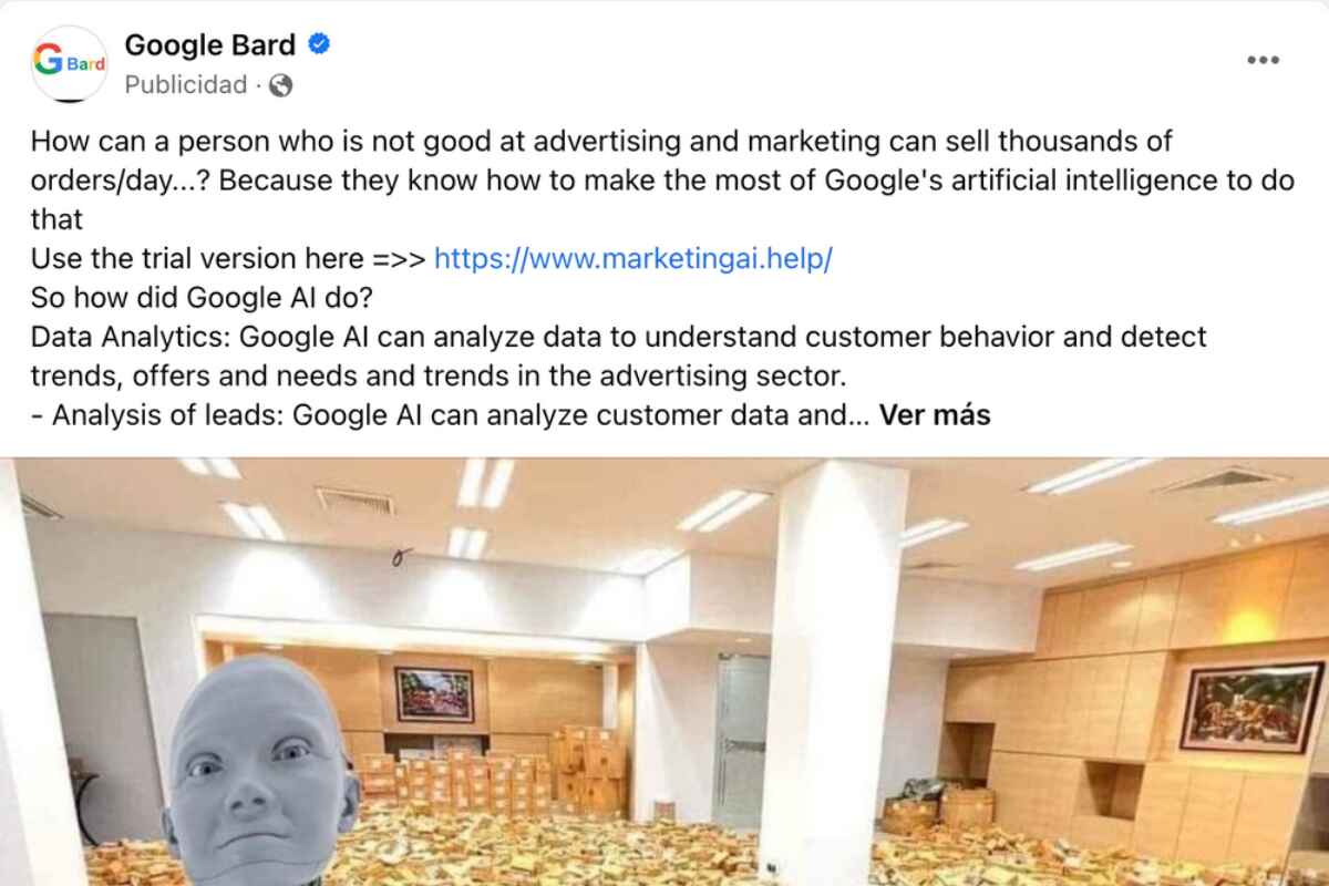 cuenta falsa- No caigas en la trampa de Google Bard: así es el malware que se esconde tras un perfil verificado de Facebook