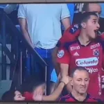 hinchas pillados kiss cam: Dos aficionados del Medellín se viralizan por su graciosa escena al ser enfocados por la cámara