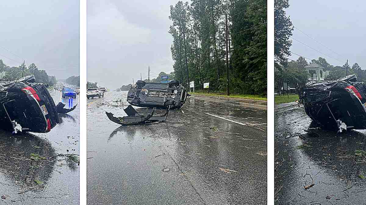 Tornado levanta auto y lo vuelca en la US 52 de Goose Creek