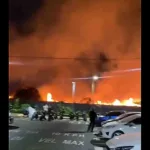 Bomberos de Cali combaten un gran incendio forestal en el sector de Valle del Lili