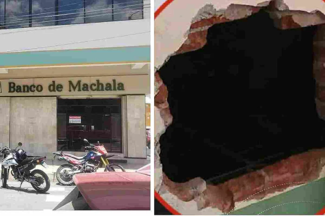 Robo millonario en Portovelo: perforaron la pared para acceder a la bóveda de un banco de Machala