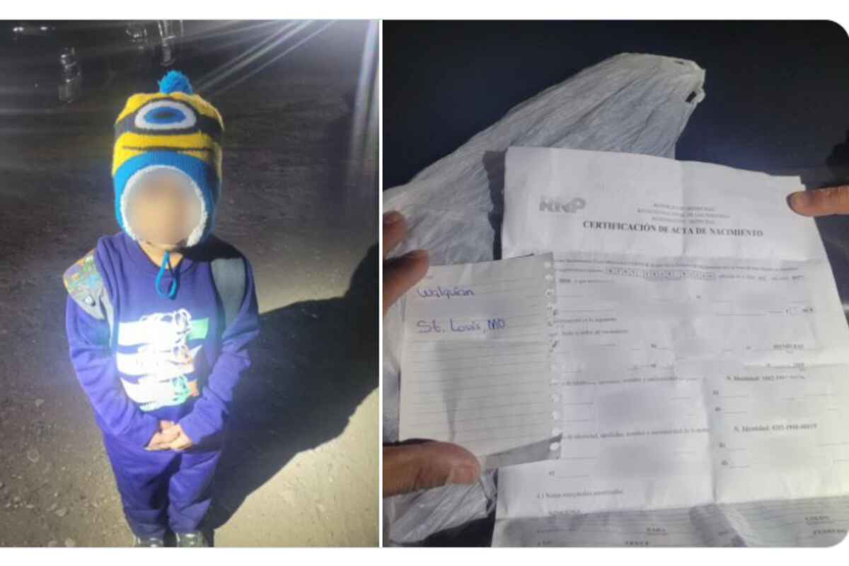 Rescatan a niño hondureño que cruzó la frontera con 49 inmigrantes y una nota