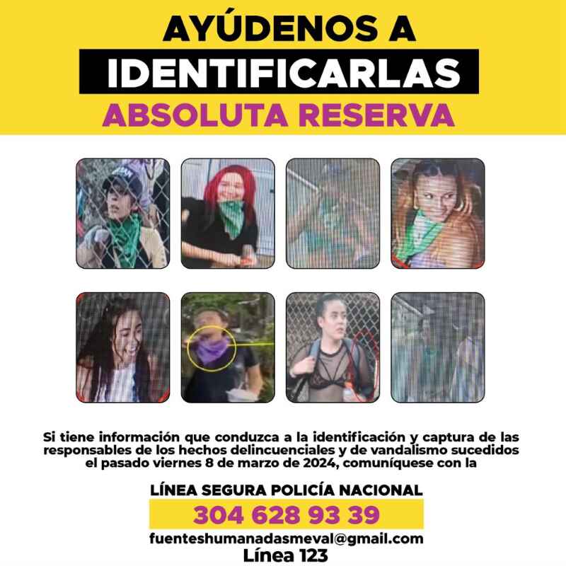 Policía divulga cartel de ocho mujeres por daños al metro y al Metroplús en Medellín