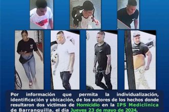 La Policía publica cartel con los presuntos sicarios del atentado contra el hijo de "La Gata" en Barranquilla