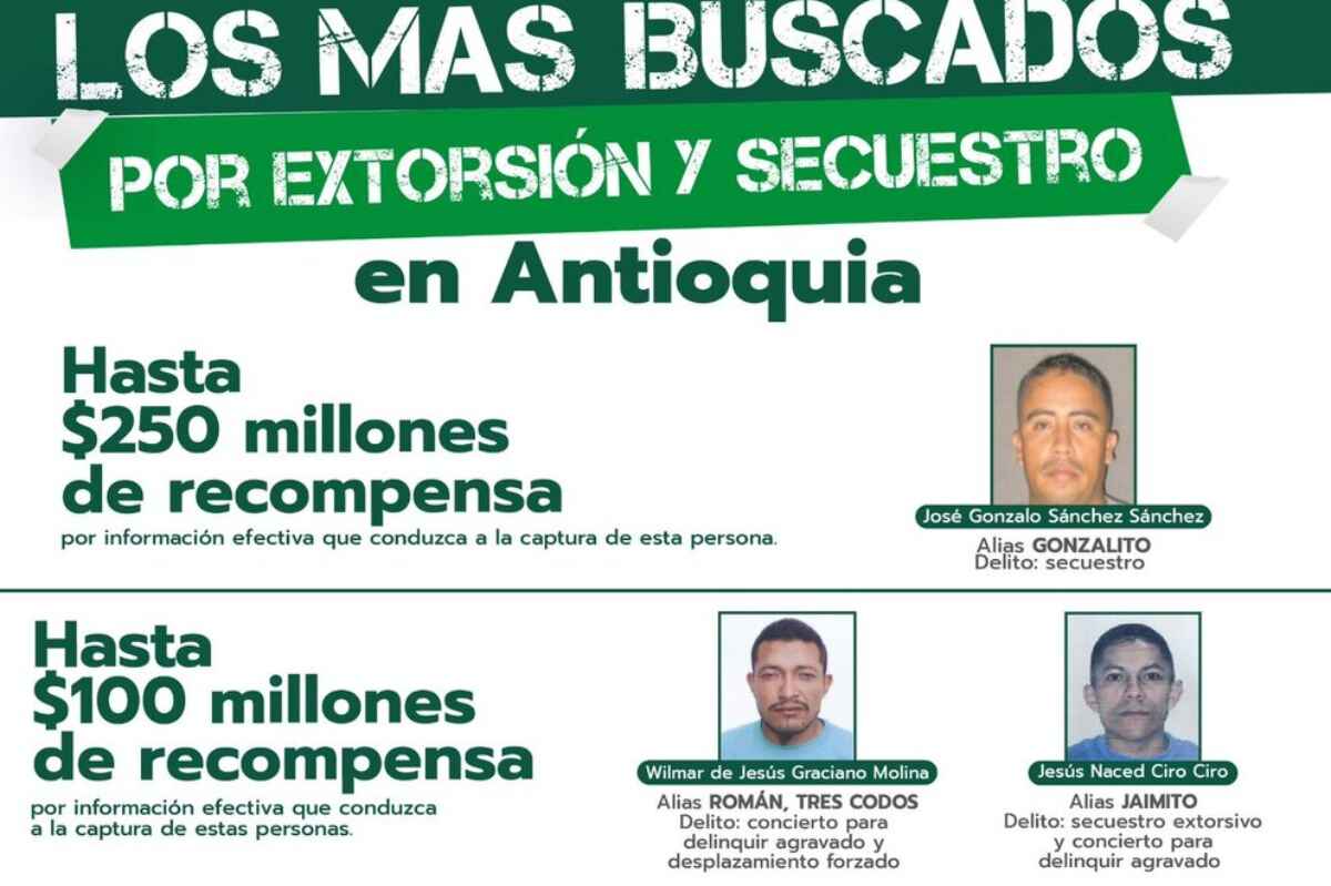 Antioquia intensifica la lucha contra el crimen organizado: lanza cartel de los más buscados